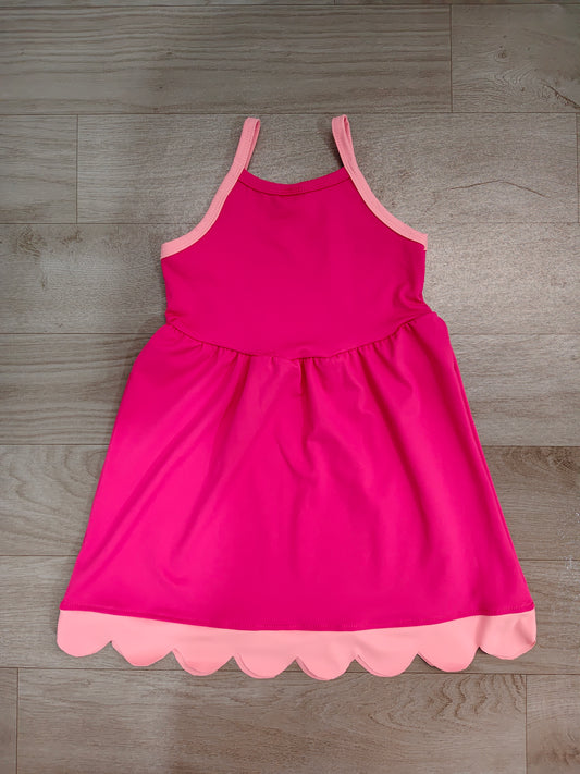 preorder Samples GSD4322 Yoga Hot PInk Scallop Girls Dress