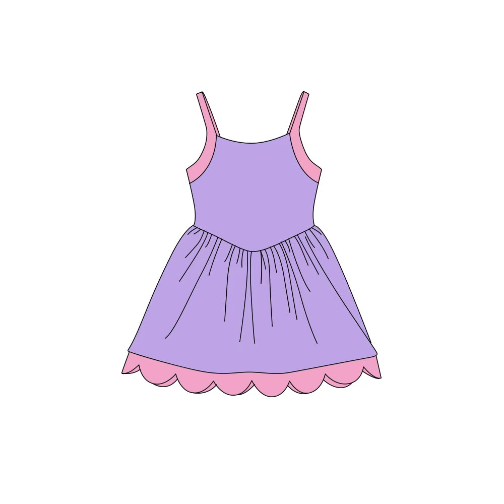 preorder GSD4323 Yoga Purple Scallop Girls Dress