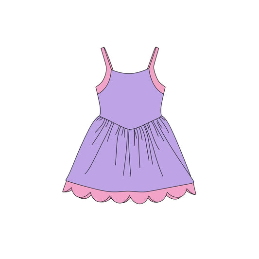 preorder GSD4323 Yoga Purple Scallop Girls Dress