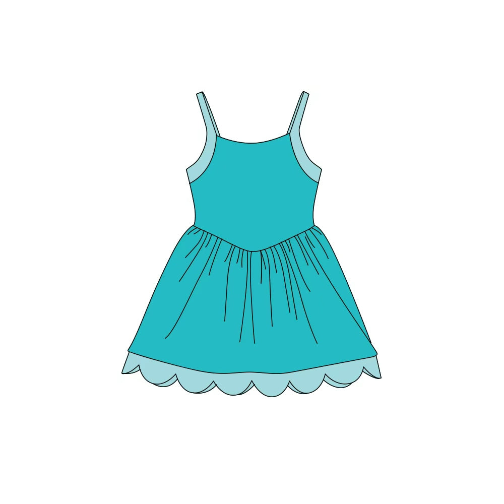 preorder GSD4324 Yoga Blue Scallop Girls Dress