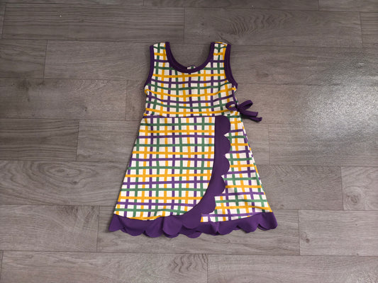 preorder Samples GSD4333 Yoga Mardi Gras Checkered Sleeveless Girls Dress