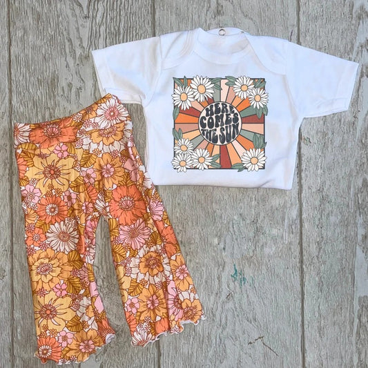 preorder GSPO0700 Here Comes The Sun Flowers Short Sleeves Girls Summer Ser