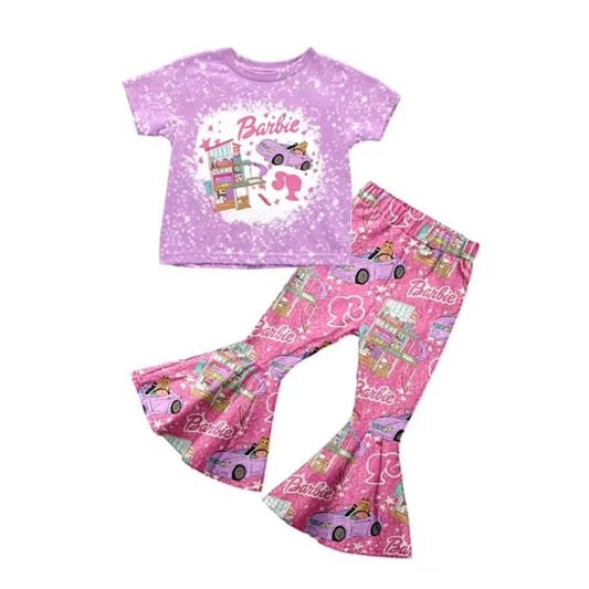 preorder GGSPO0798 BA purple short sleeve pink pants girls set