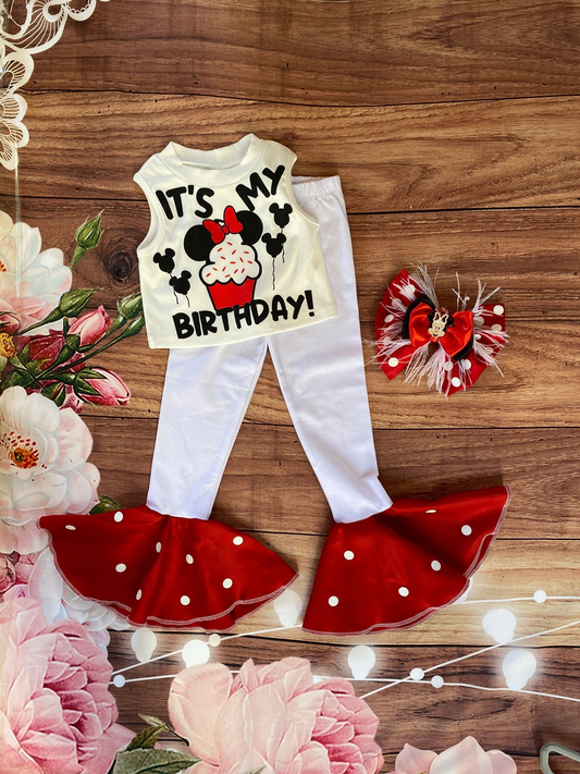 preorder GSPO0799 It's my birthday sleeveless pants girls set