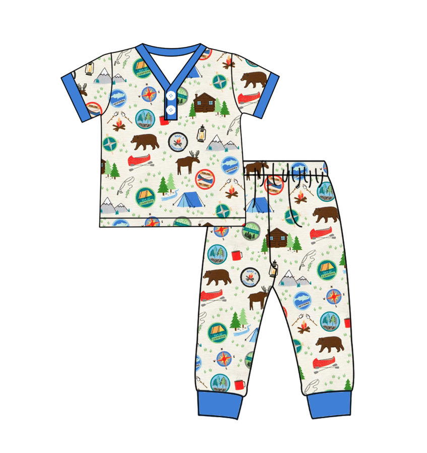 preorder BSPO0157 Adventure camping short sleeve pants girls set