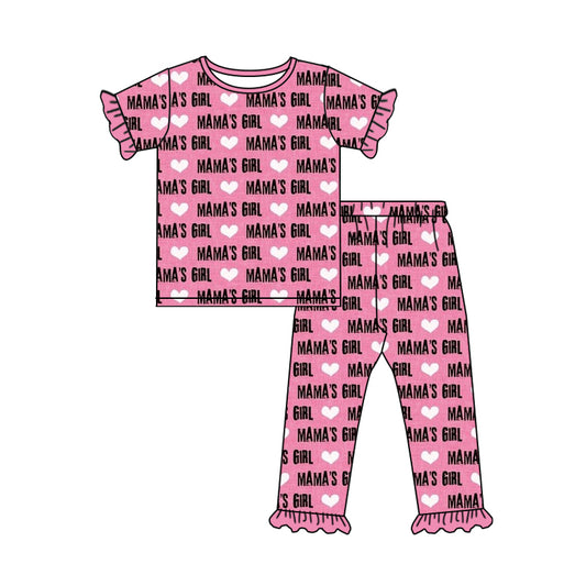 preorder GSPO0885 Mamas girl heart hot pink short sleeve pants girls pajamas