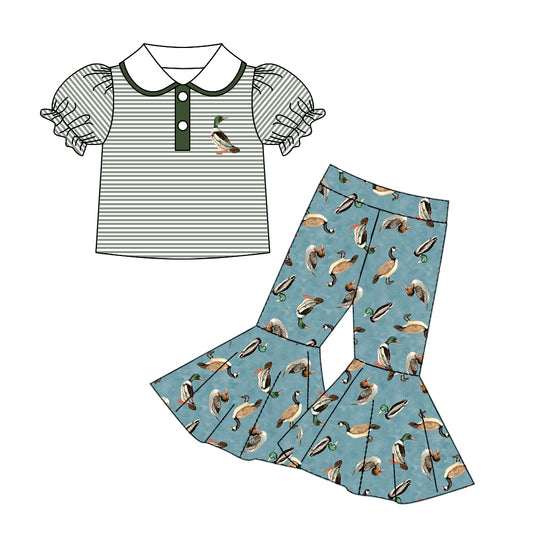 preorder GSPO1014 Hunting mallard grey doll collar blue pants girls set
