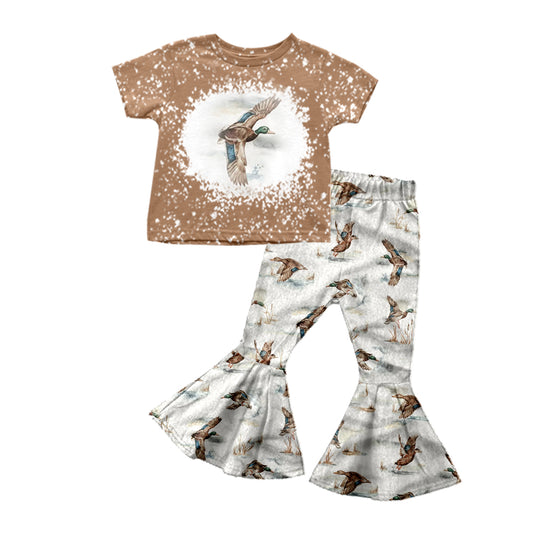 preorder GSPO1080 Hunting mallard brown short sleeve pants girls set