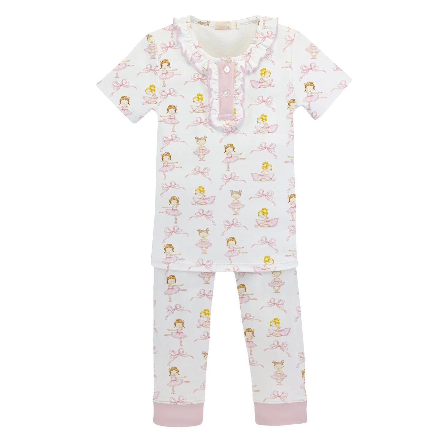 preorder GSPO1649 pink bows dance girls short sleeve pants girls pajamas