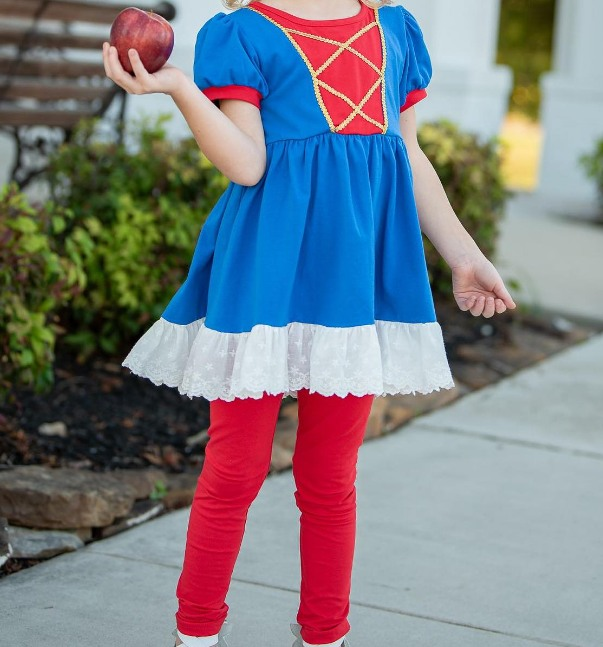 Preorder GSPO1703 cartoon princess blue short sleeve red pants girls set