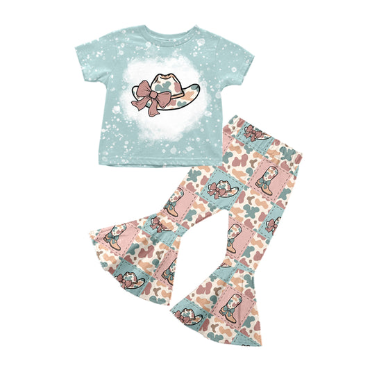 preorder GSPO1810 Western cute camo hat boot short sleeve pants girls set