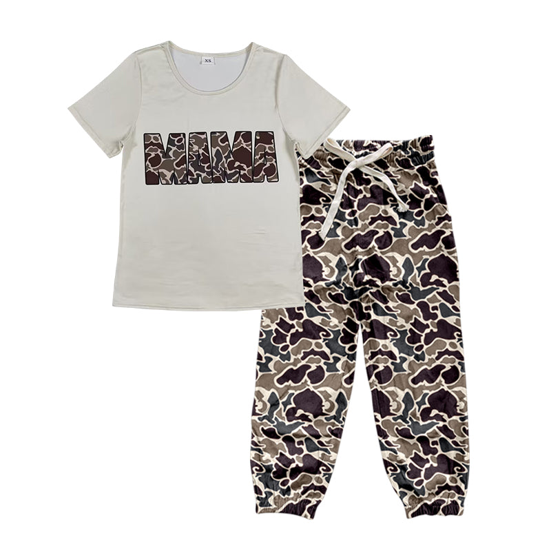 preorder GSPO1845 camo MAMA short sleeve hunting camo pants adult women set