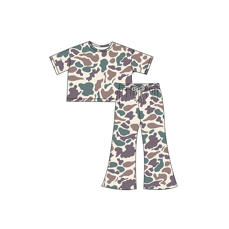 preorder GSPO1890 Hunting Camo Purple Camo Short Sleeve Pants Girls Set