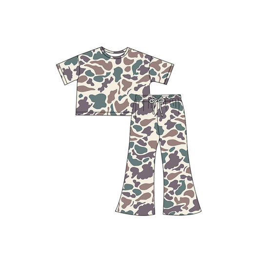 preorder GSPO1890 Hunting Camo Purple Camo Short Sleeve Pants Girls Set