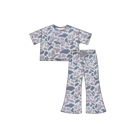preorder GSPO1891 Hunting Camo Grey Camo Short Sleeve Pants Girls Set