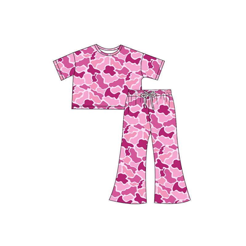 preorder GSPO1898 Hunting Camo Hot Pink Camo Short Sleeve Pants Girls Set