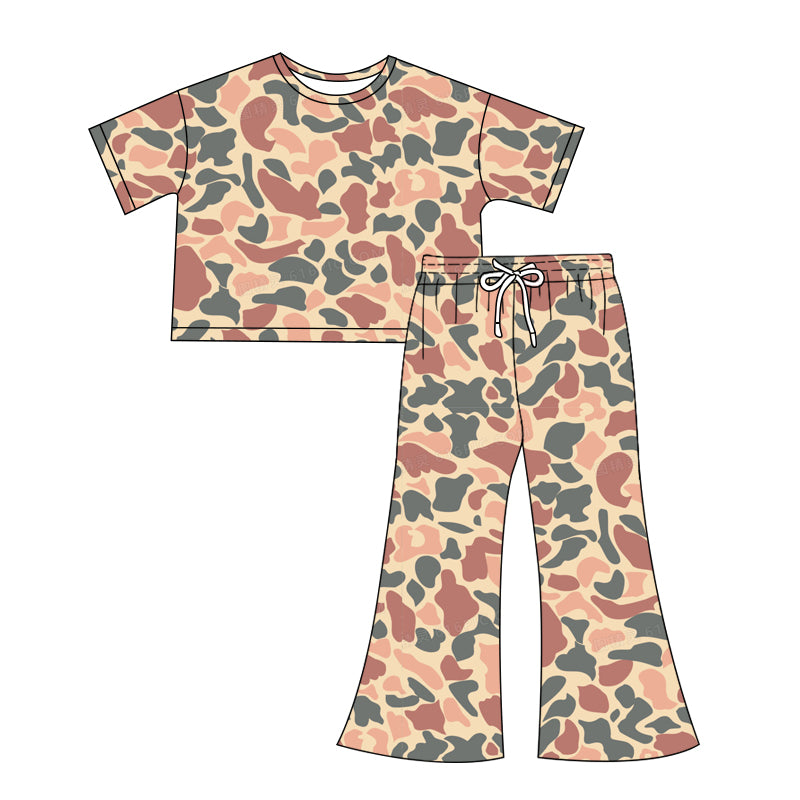 preorder GSPO1910 Hunting Camo Pink Camo Short Sleeve Pants Adult Women Set