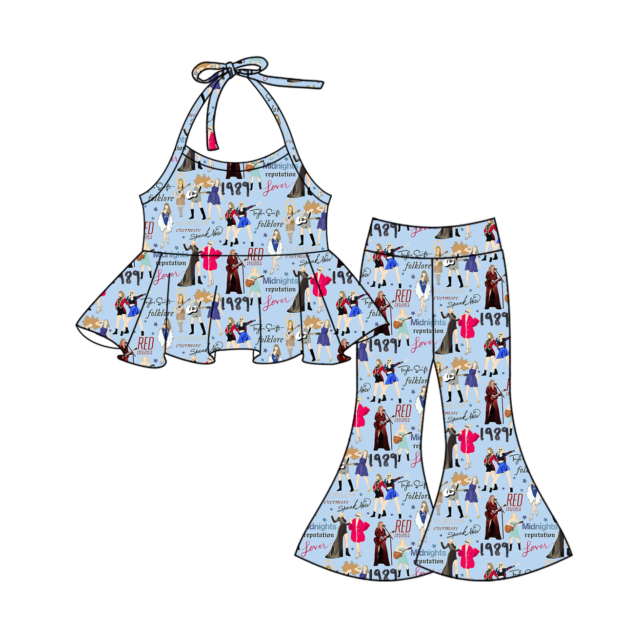 preorder GSPO1991 Taylor Country Singer Music Blue Straps Pants Girls Set
