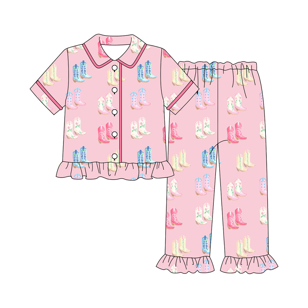 preorder GSPO2083 Western boots pink short sleeve pants adult women pajamas