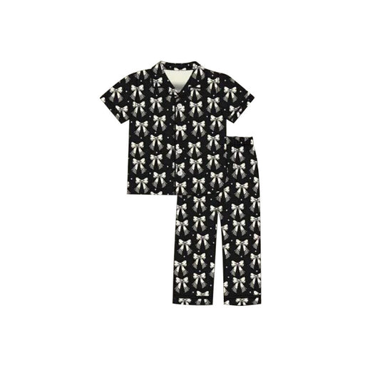 preorder GSPO2199 Black Bows Short Sleeve Pants Adult Women Pajamas
