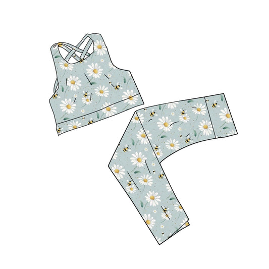 preorder GSPO2238 Yoga Daisy Bee Sleeveless Pants Girls Set