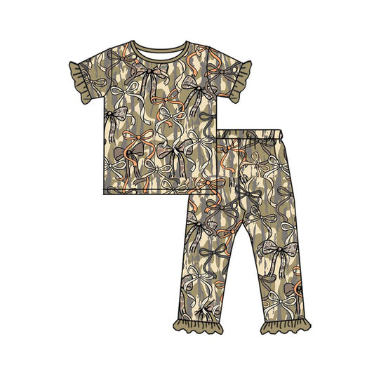 preorder GSPO2264 Hunting Camo Bows Short Sleeve Pants Girls Pajamas