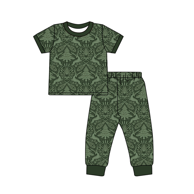 preorder GSPO2315 Hunting Deer Green Long Sleeve Pants Girls Set