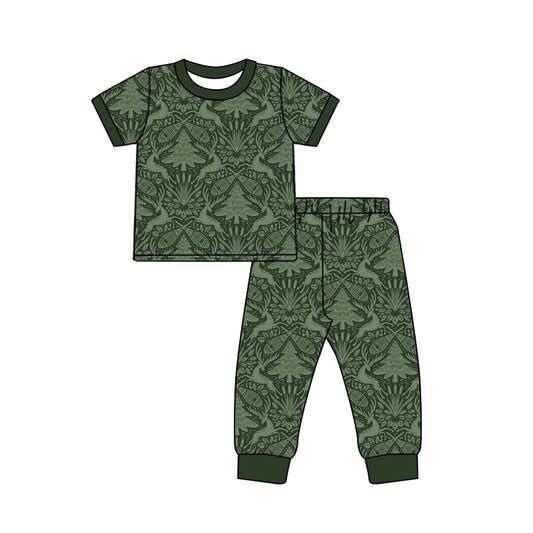 preorder GSPO2315 Hunting Deer Green Long Sleeve Pants Girls Set