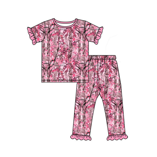 preorder GSPO2318 Hunting Camo Pink Short Sleeve Pants Girls Set