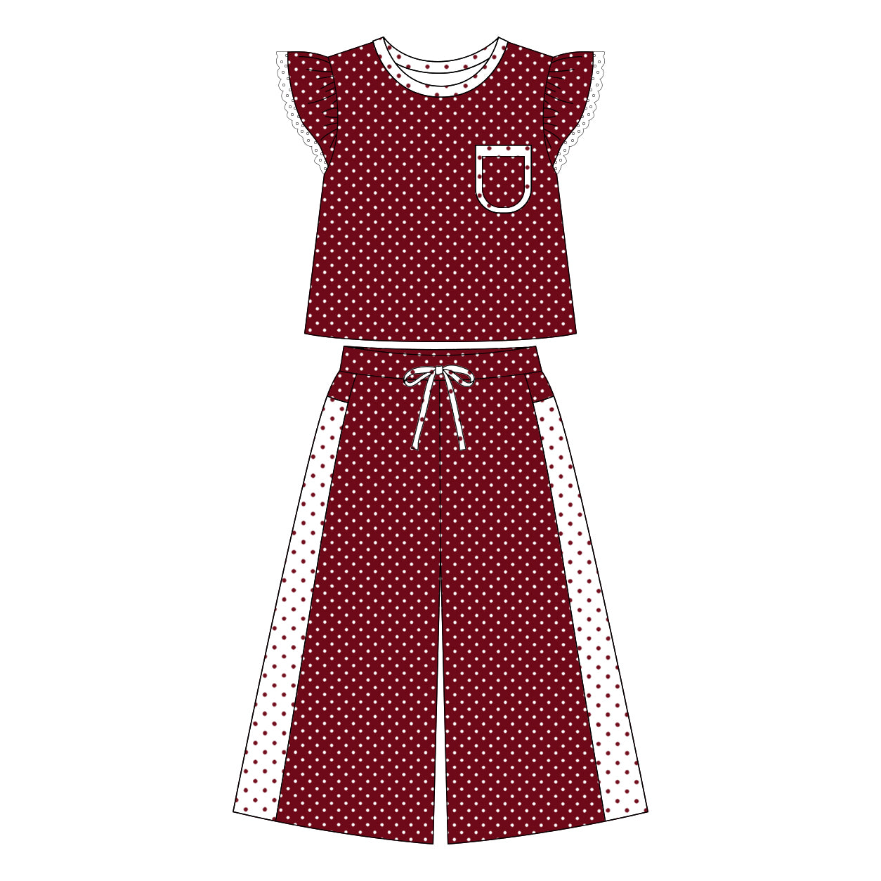 preorder GSPO2329 Maroon Flutter Sleeve Pants Girls Set