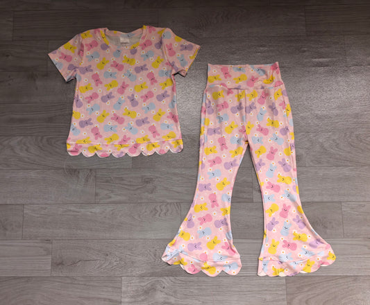 preorder Samples GSPO2377 Scallop Easter Peep Short Sleeve Pants Girls Set