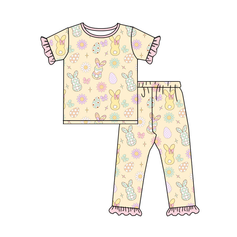 preorder GSPO2389 Easter Bunny Rabbit Short Sleeve Pants Girls Set