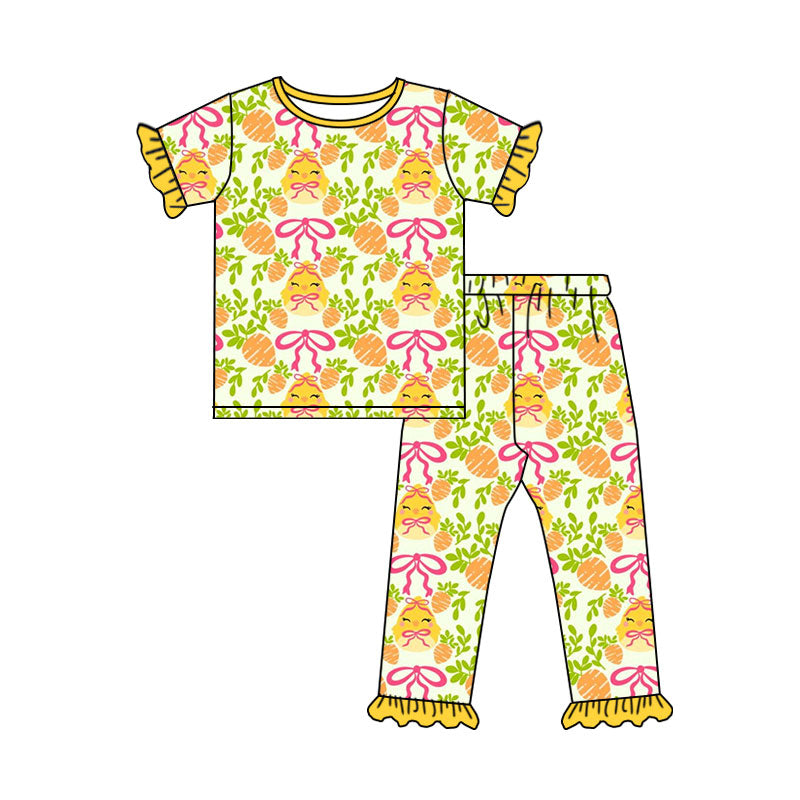 preorder GSPO2399 Chick Bows Short Sleeve Pants Girls Set