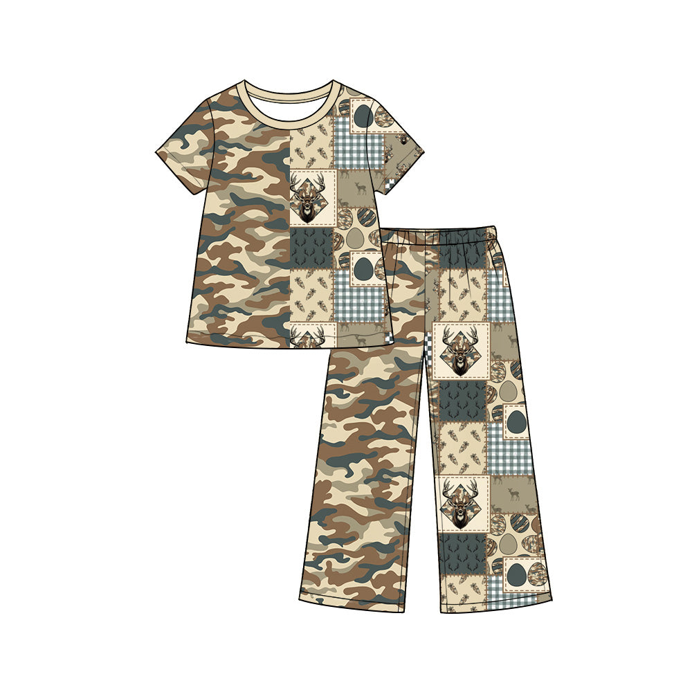 preorder Samples GSPO2407 Easter Egg Camo Deer Short Sleeve Pants Girls Set