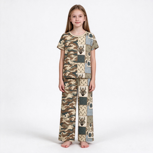 preorder Samples GSPO2407 Easter Egg Camo Deer Short Sleeve Pants Girls Set