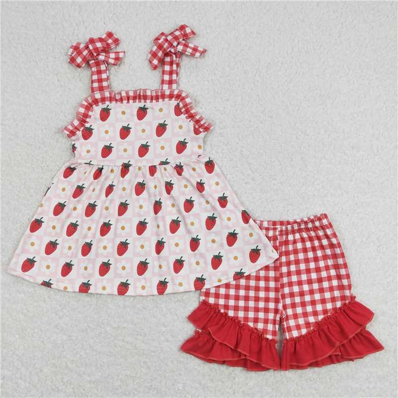 strawberry flowers floral Summer Sibling Clothes RTS