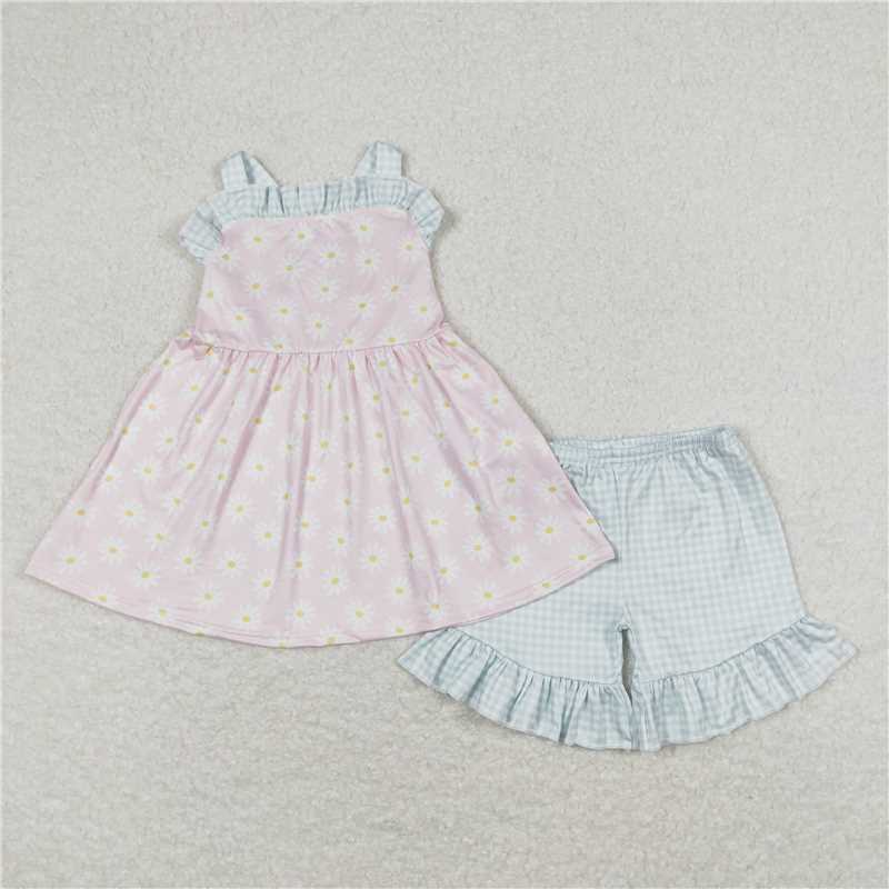 pink flowers floral Summer Sibling Clothes RTS