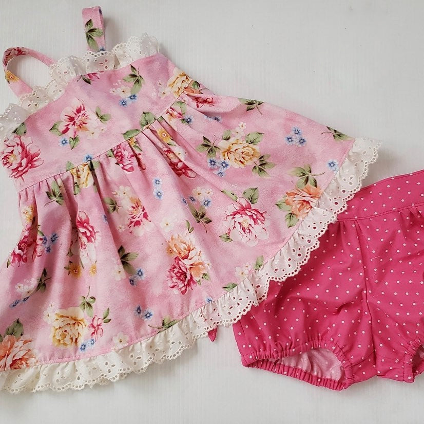 preorder GSSO0763 Flowers pink sleeveless hot pink shorts girls set