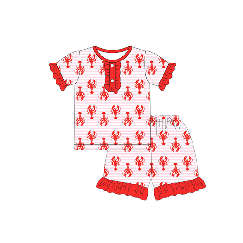 preorder GSSO1033 crayfish red short sleeve shorts girls pajamas