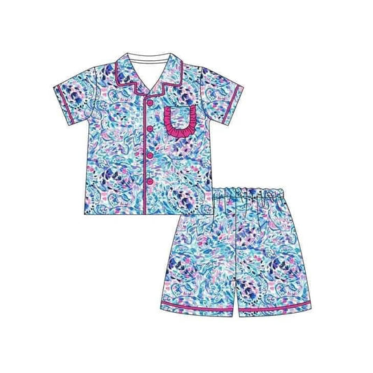 preorder GSSO1097 multi color print bright color pocket short sleeve shorts adult pajamas