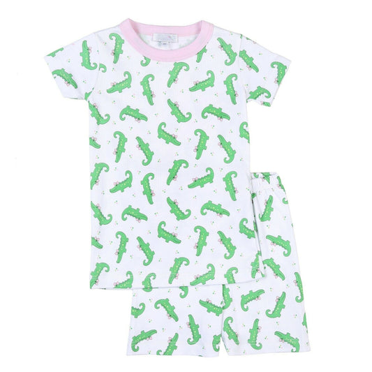 preorder preorder GSSO1149 crocodile green short sleeve shorts for Summer girls pajamas