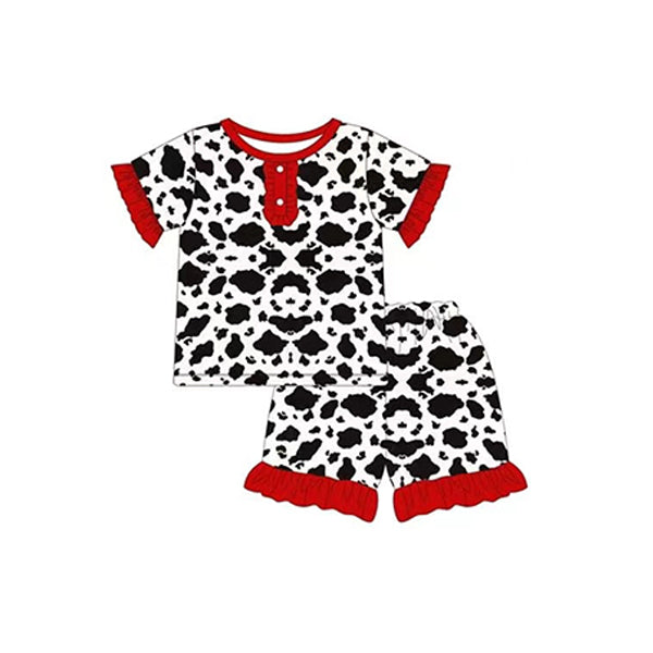 preorder GSSO1154 cow print red short sleeve shorts girls pajamas