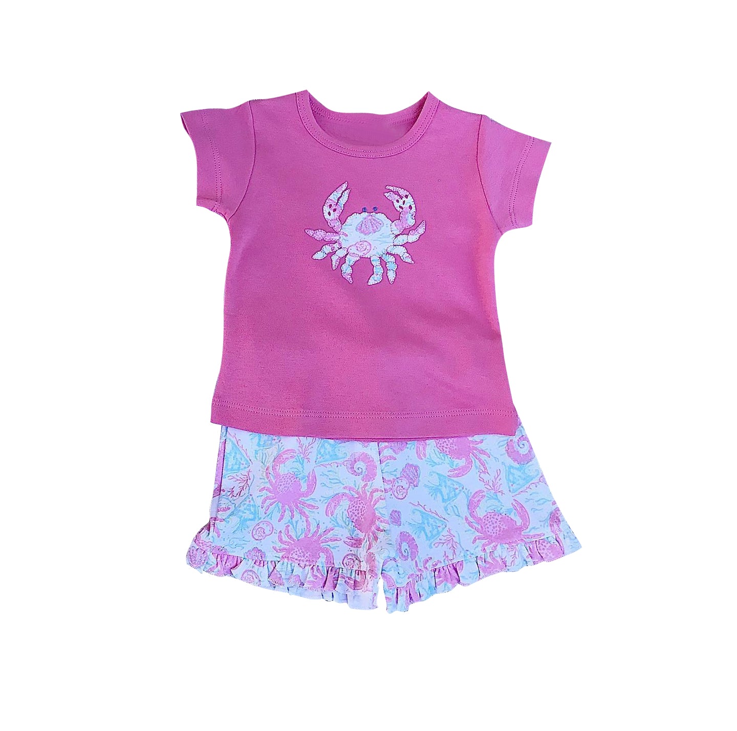 preorder GSSO1265 purple crab short sleeve shorts girls set