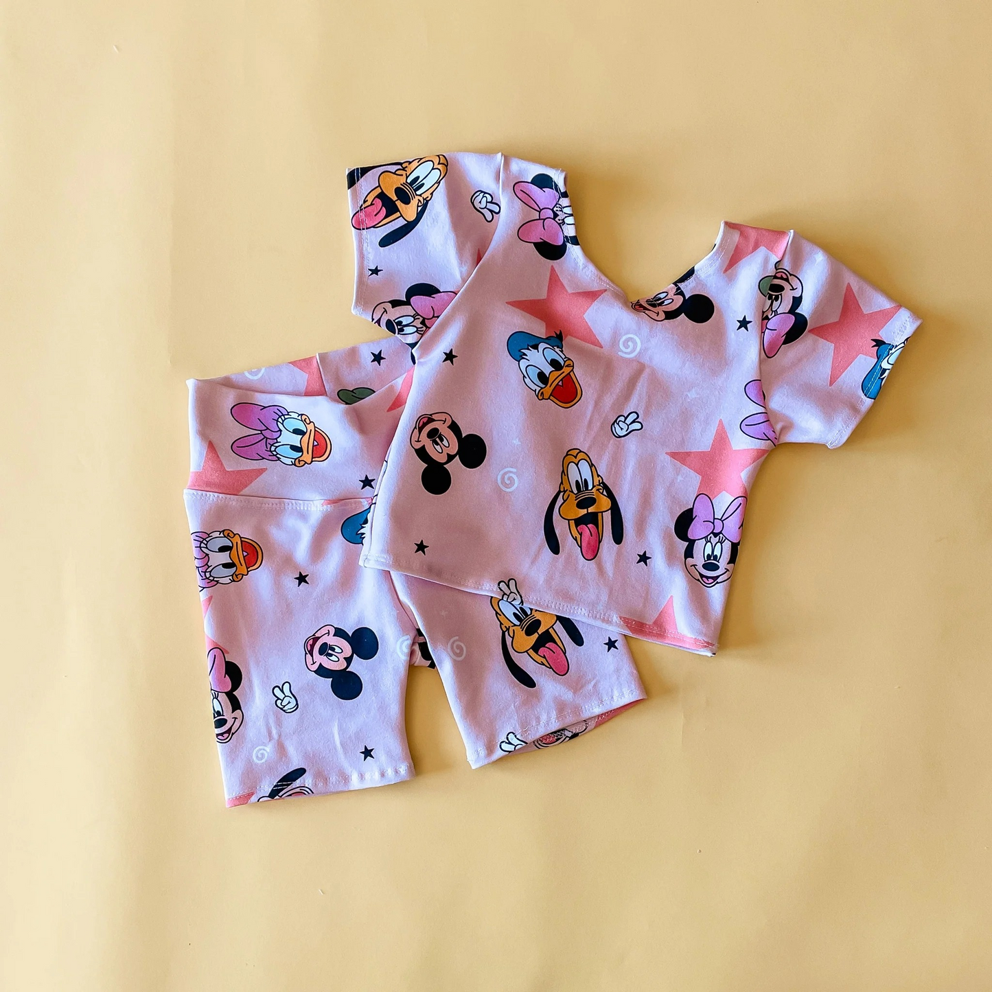 preorder GSSO1279 cartoon cute mouse animals pink short sleeve shorts girls set