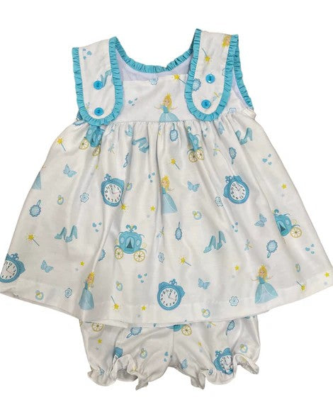 preorder GSSO1436 cartoon princess pumpkin car blue sleeveless shorts girls set