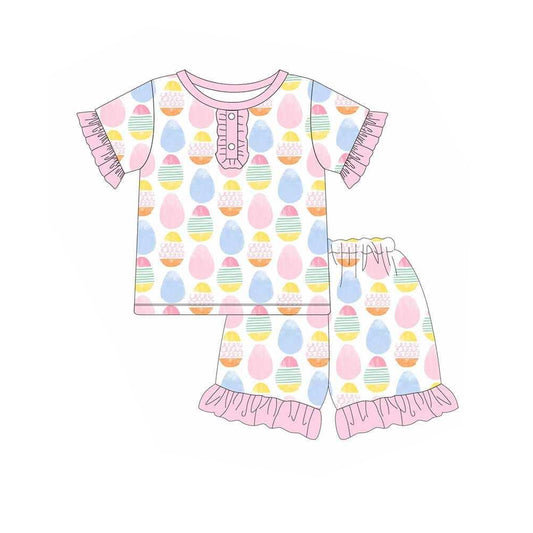 Preorder GSSO1501 Easter egg pink short sleeve shorts girls pajamas