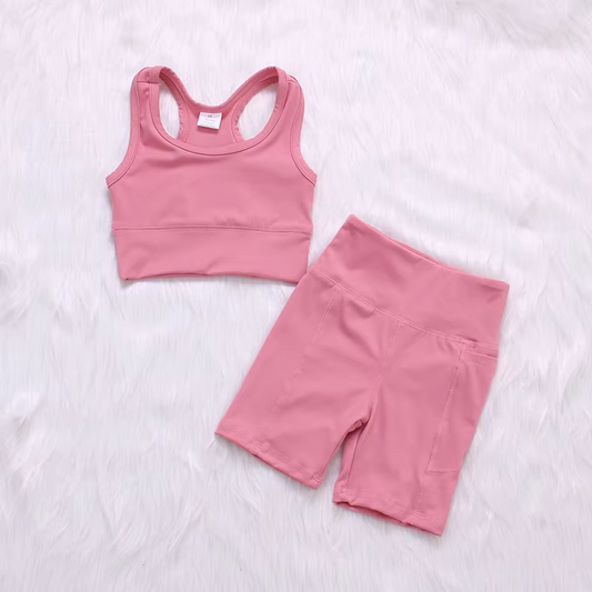 Preorder GSSO1516 watermelon red sleeveless shorts girls set yoga clothes active wear