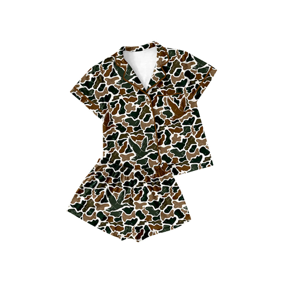Preorder GSSO1617 hunting camo duck camo old school camo short sleeve shorts girls pajamas