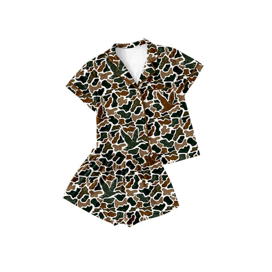 Preorder GSSO1617 hunting camo duck camo old school camo short sleeve shorts girls pajamas
