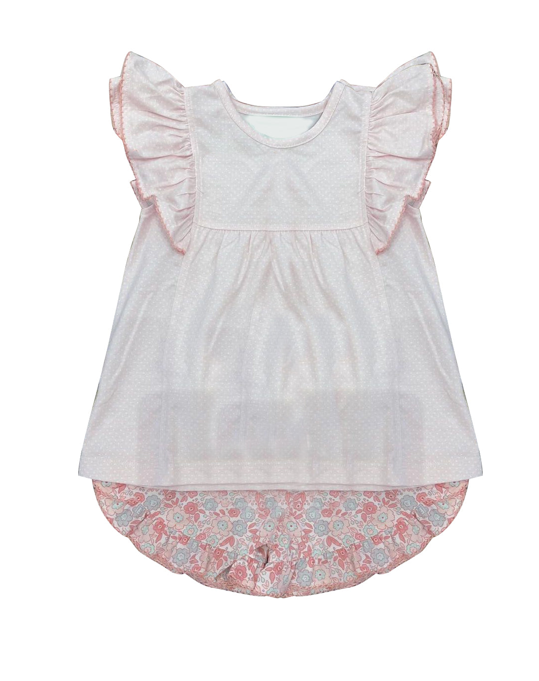 preorder GSSO1649 pink flutter sleeve colorful flowers ruffles shorts girls set